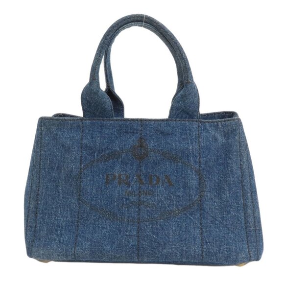 PRADA B1877B Canapa Tote Bag in Denim - Picture 1 of 11